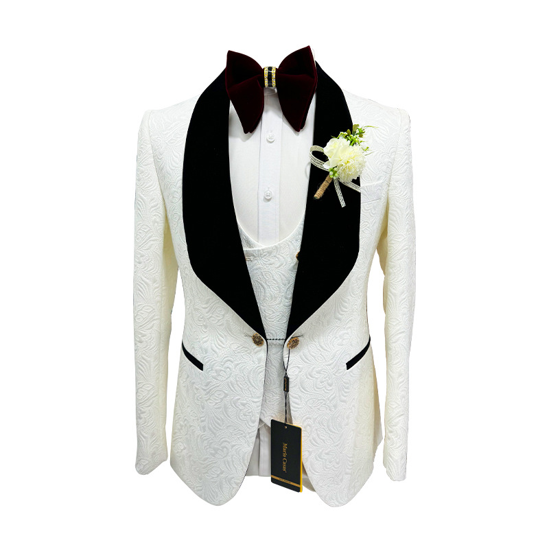 Men Grooming Outfit - Мужские свадебные костюмы Thorndike, белый жаккардовый