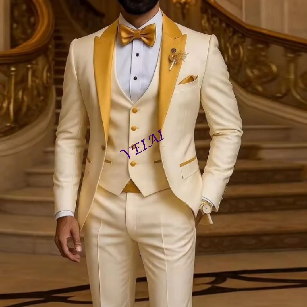 Men Grooming Outfit - Мужской костюм цвета слоновой кости по